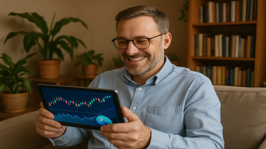 Ein Investor, der Finanzdiagramme auf einem Tablet analysiert.