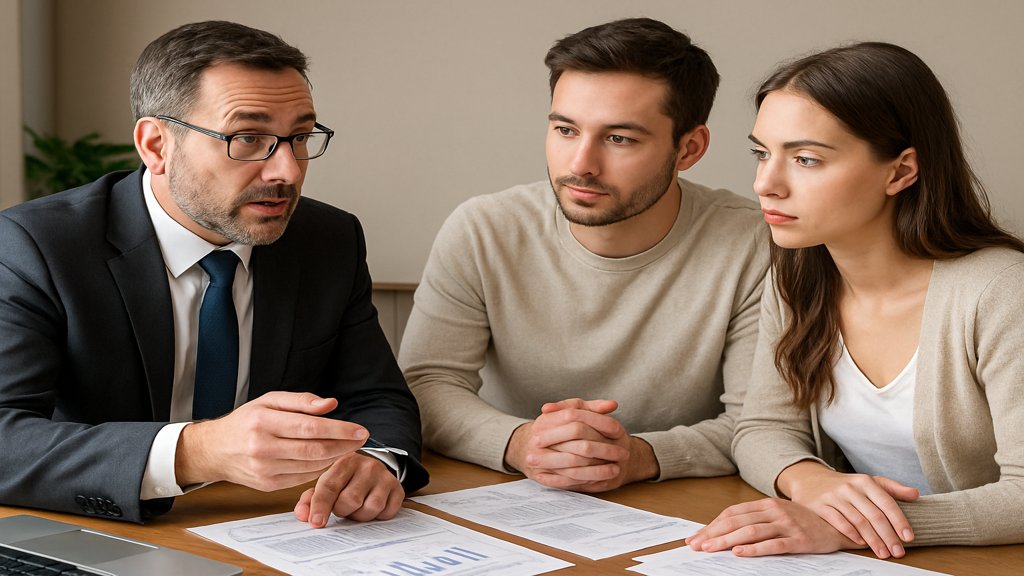 Ein Steuerberater erklärt einem Paar die Besteuerung von ETFs.