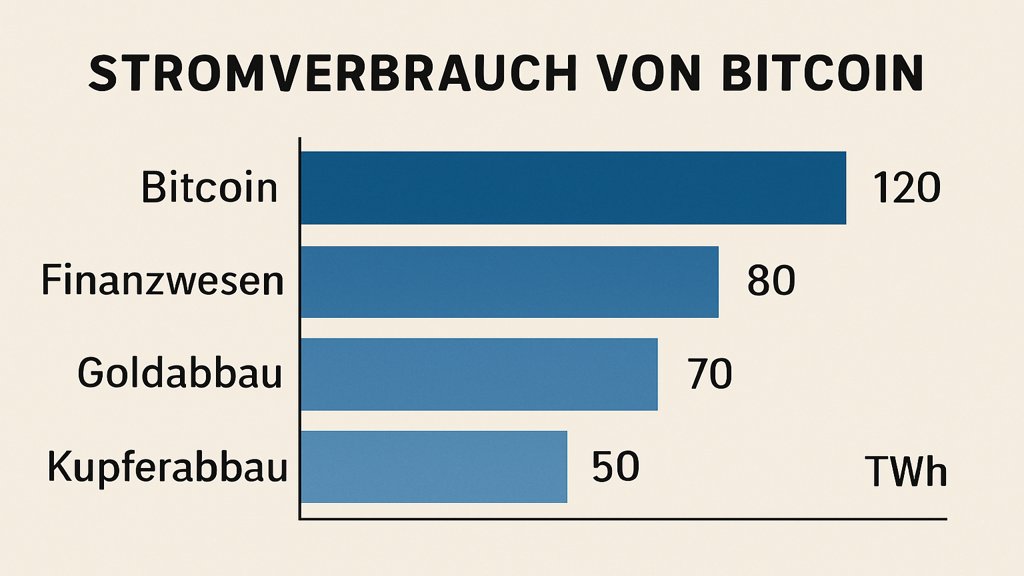 Ein Vergleich des Stromverbrauchs von Bitcoin mit anderen Branchen in einer Infografik.