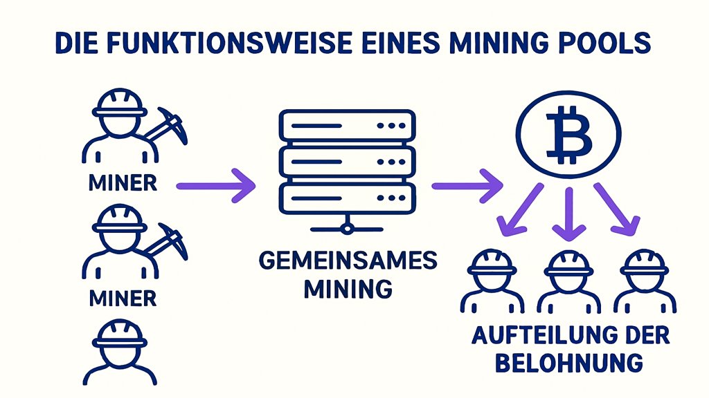Eine Infografik zur Funktionsweise eines Mining Pools.