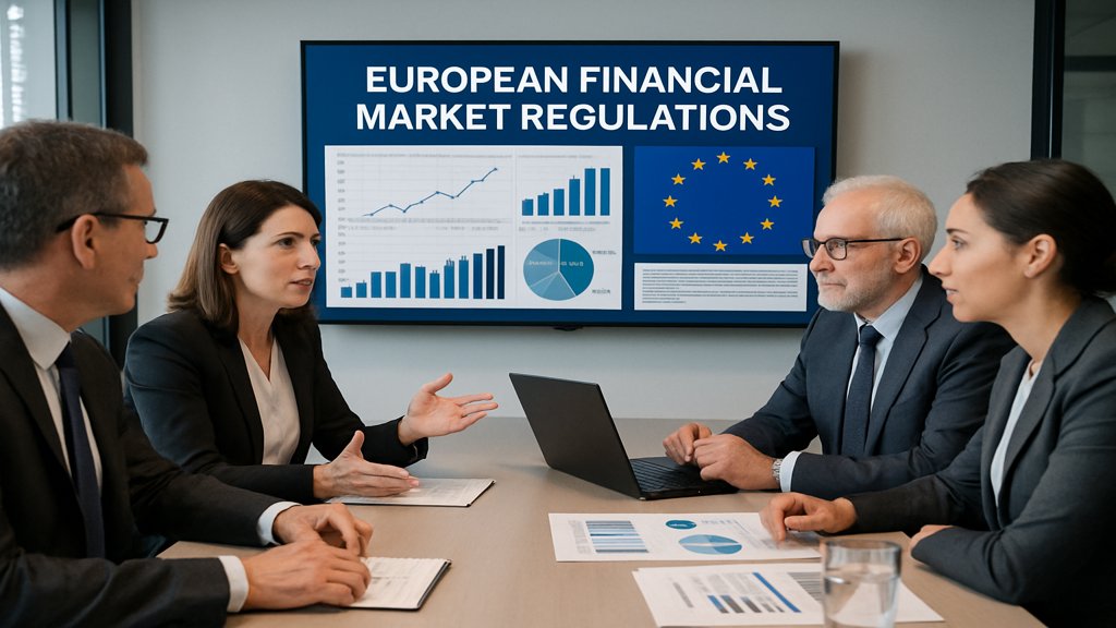 Experten diskutieren über europäische Finanzmarktregulierungen in einem Konferenzraum.