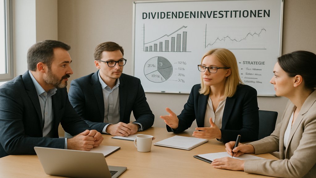 Gruppe diskutiert Finanzstrategien mit Fokus auf Dividenden.