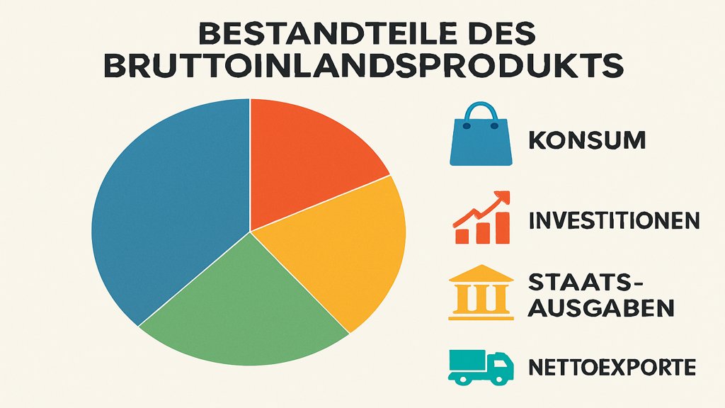 Infografik mit den Bestandteilen des Bruttoinlandsprodukts.
