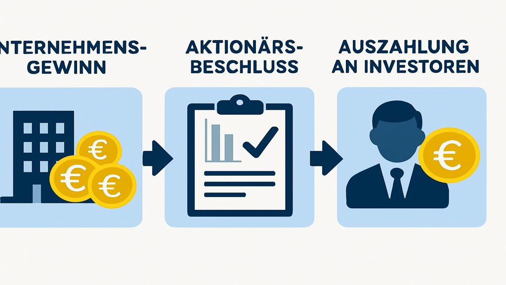 Infografik über den Prozess der Dividendenzahlung.