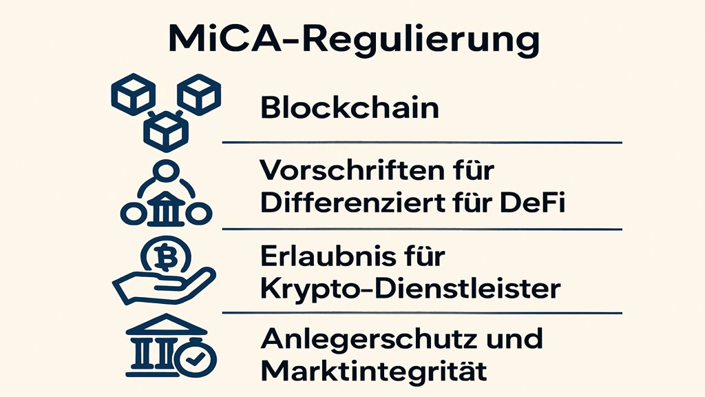 Infografik zu den Kernpunkten der MiCA-Regulierung.