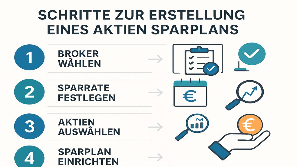 Infografik zu den Schritten eines Aktien Sparplans.