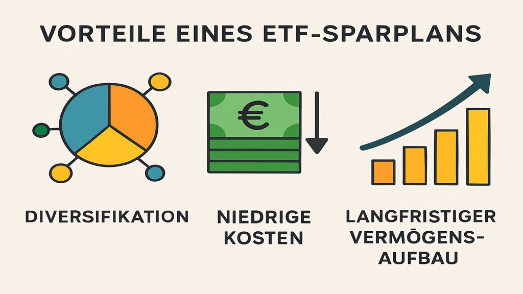 Infografik zu den Vorteilen eines ETF Sparplans.