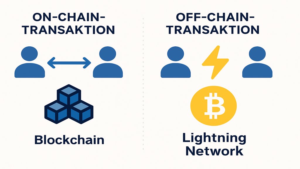 Infografik zu On-Chain- und Off-Chain-Transaktionen.