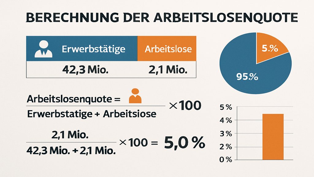 Infografik zur Berechnung der Arbeitslosenquote.