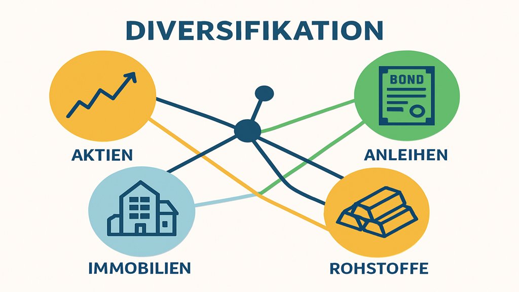 Infografik zur Diversifikation mit verschiedenen Anlageklassen.