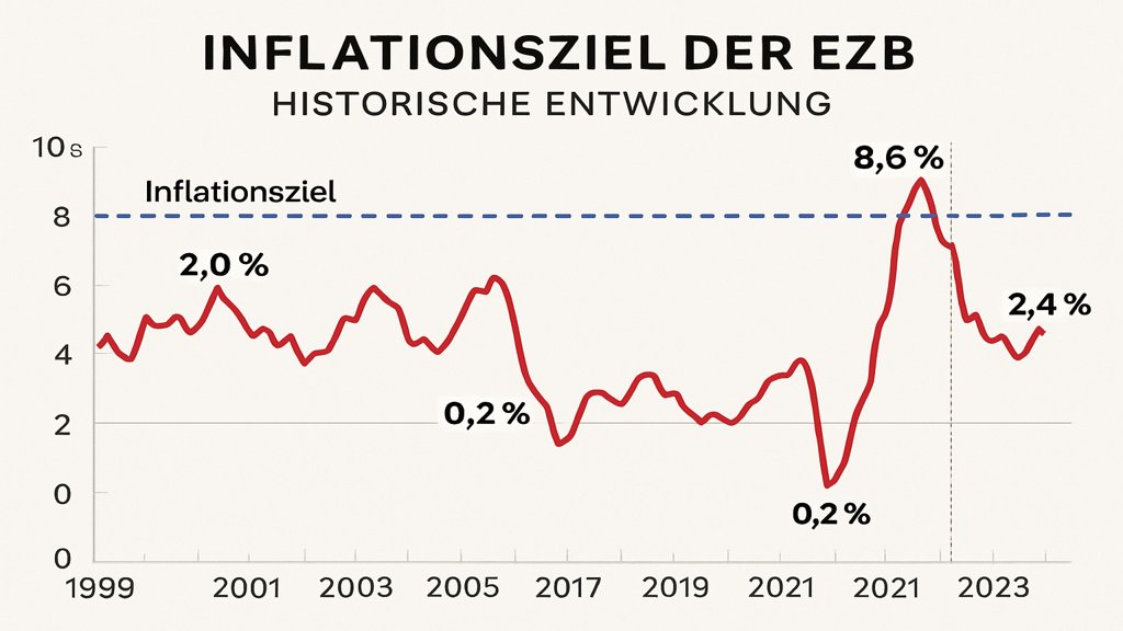 Infografik zur Entwicklung des EZB-Inflationsziels.
