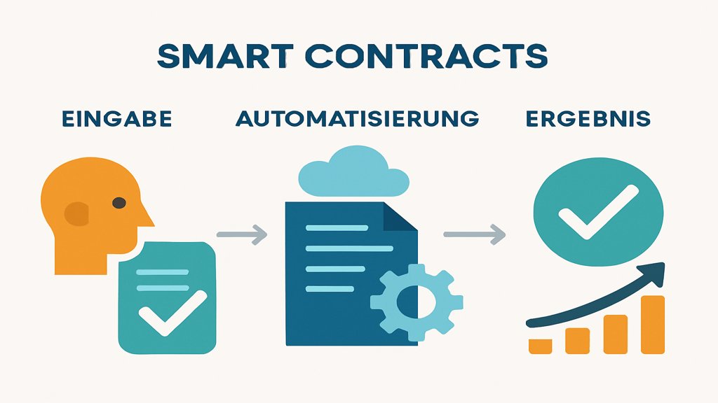 Infografik zur Funktionsweise von Smart Contracts.