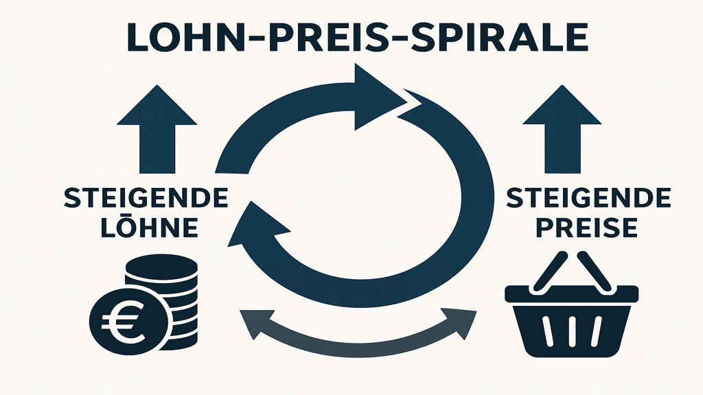 Infografik zur Lohn-Preis-Spirale: Zusammenhang zwischen Löhnen und Preisen.