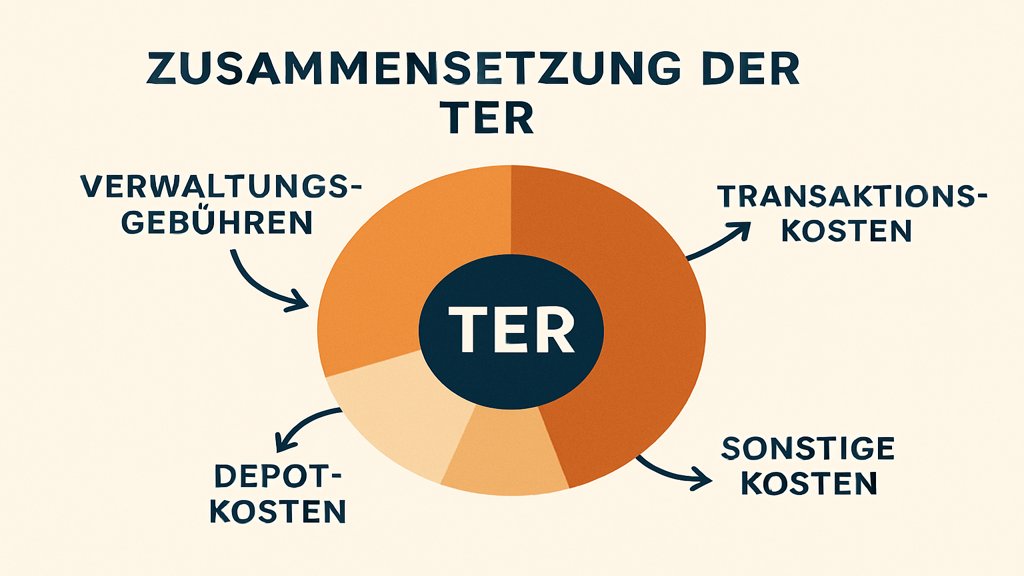 Infografik zur Zusammensetzung der TER bei ETFs.