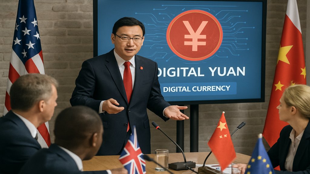 Internationale Diskussion über digitale Währungen mit Fokus auf den digitalen Yuan.