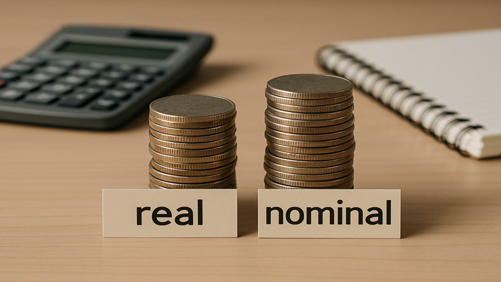 Zwei Münzstapel, die reale und nominale Zinsen symbolisieren.