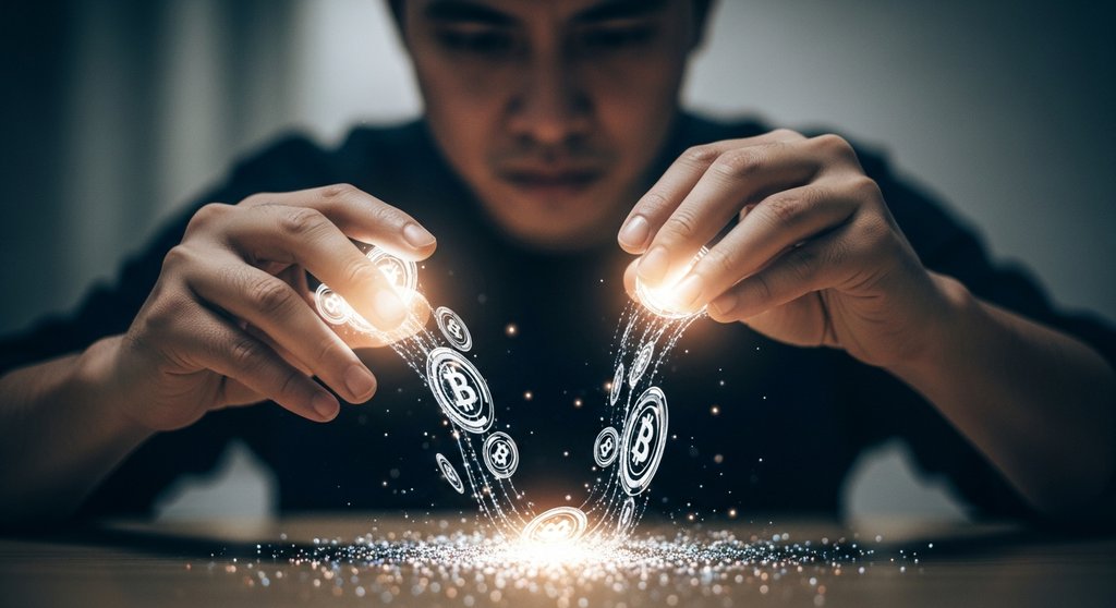 Ein Anleger führt Liquidity Mining durch, indem er digitale Münzen in einen Liquiditätspool gibt.