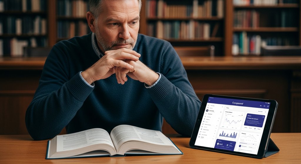 Ein Anleger vergleicht traditionelle Finanzen mit den Möglichkeiten von Compound Finance.