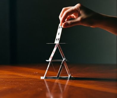 Ein aus Spielkarten gebautes Haus symbolisiert die Risiken eines Immobilieninvestments.