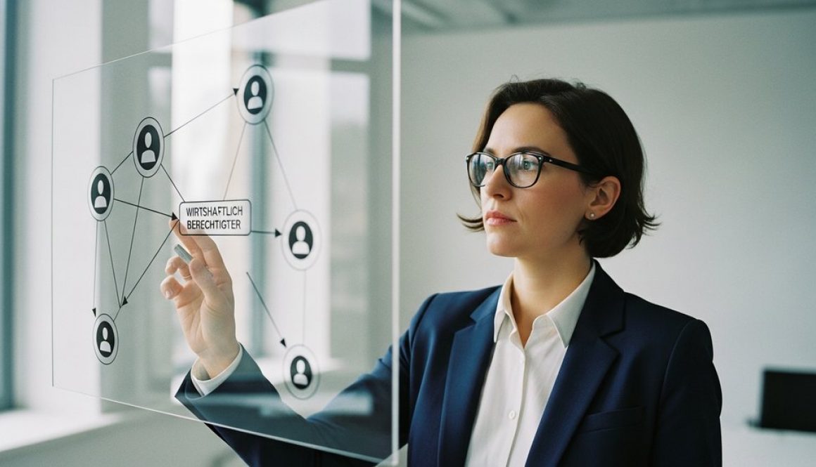 Ein Compliance-Beauftragter analysiert die Netzwerkstruktur eines wirtschaftlich Berechtigten.