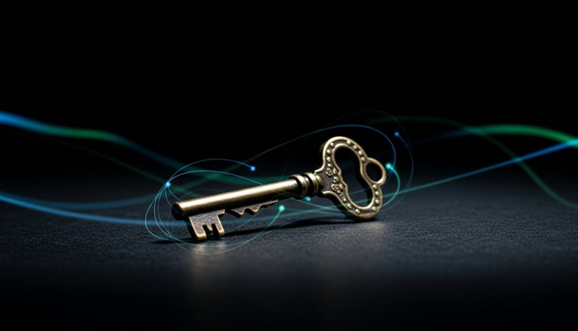 Ein einzelner, goldener Schlüssel, der einen Private Key symbolisiert und die Kontrolle über Krypto-Assets darstellt.