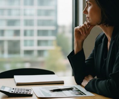 Ein Investor sitzt am Tisch und nutzt einen Taschenrechner, um die Mietrendite einer Immobilie zu berechnen.