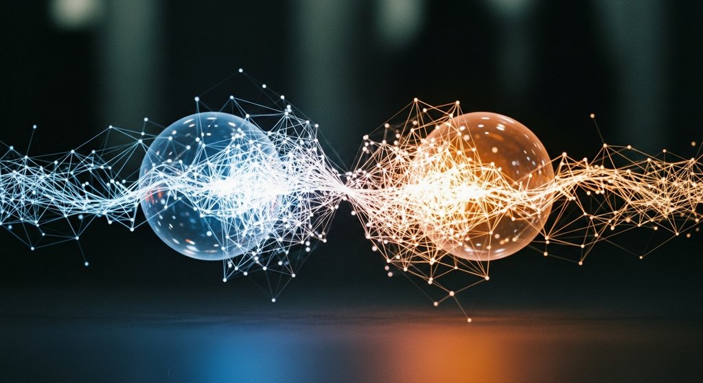 Ein leuchtendes Netzwerk symbolisiert die Funktionsweise eines Automated Market Makers im DeFi-Bereich.