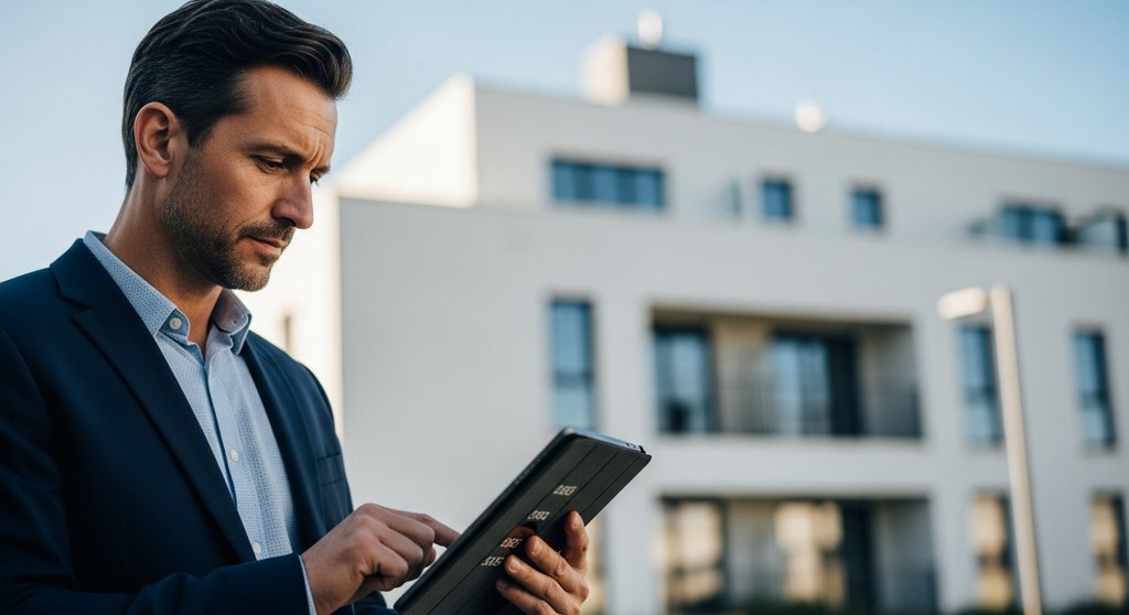 Ein Vermieter kalkuliert die Kosten der Hausverwaltung für seine Immobilie.