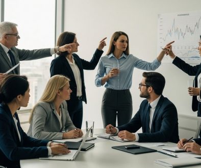 Eine Gruppe von Wirtschaftsexperten diskutiert in einem Konferenzraum die Geldpolitik der Federal Reserve.