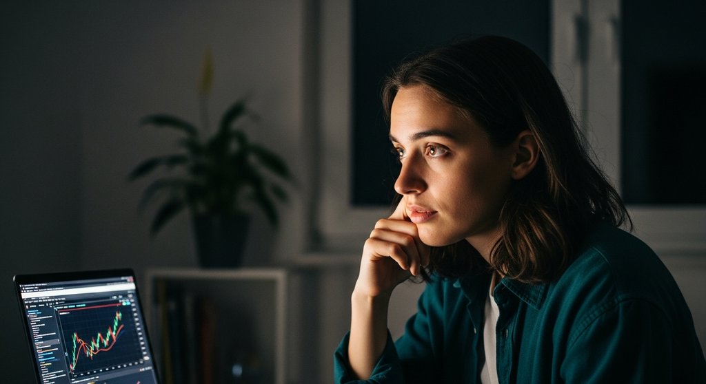 Eine Person analysiert konzentriert Daten auf einem Laptop in einer schrittweisen PancakeSwap Anleitung.