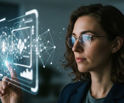 Eine Person interagiert mit der Benutzeroberfläche einer Decentralized Exchange und symbolisiert finanzielle Souveränität.