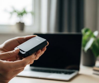 Hände halten ein Hardware Wallet, das Symbol für die sichere Verwahrung von Kryptowährungen.