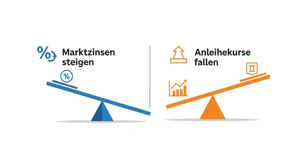 Infografik erklärt das Zinsänderungsrisiko von Anleihen.