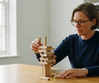 Investor baut sorgfältig ein Portfolio aus Anleihen und Aktien als Symbol für Stabilität.