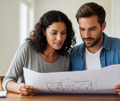 Paar plant den Hauskauf mit einem Immobilienkredit ohne Eigenkapital.